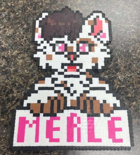 Merle perler fursona badge